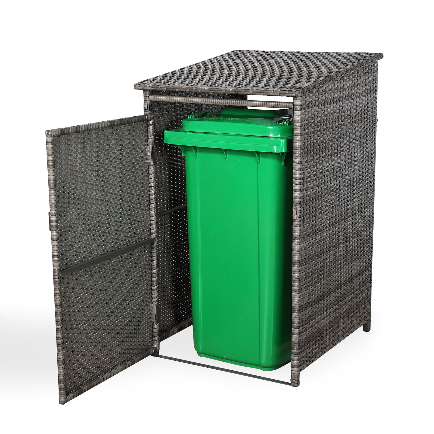 IN STOCK | Nest wheelie bin shed / store in Grey Rattan Weave (WBS-1G)