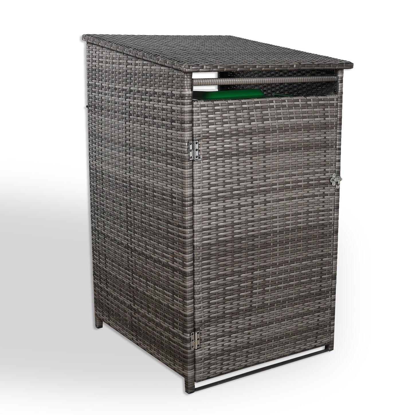 IN STOCK | Nest wheelie bin shed / store in Grey Rattan Weave (WBS-1G)