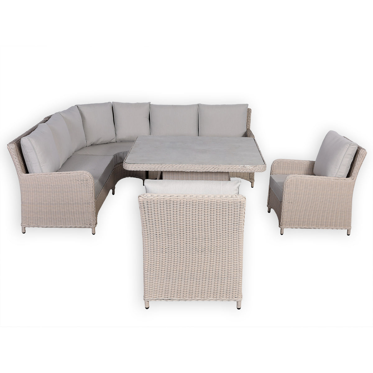 Havana Range L-Shaped Corner Sofa Set with Armchairs and Rising Fire Pit Table