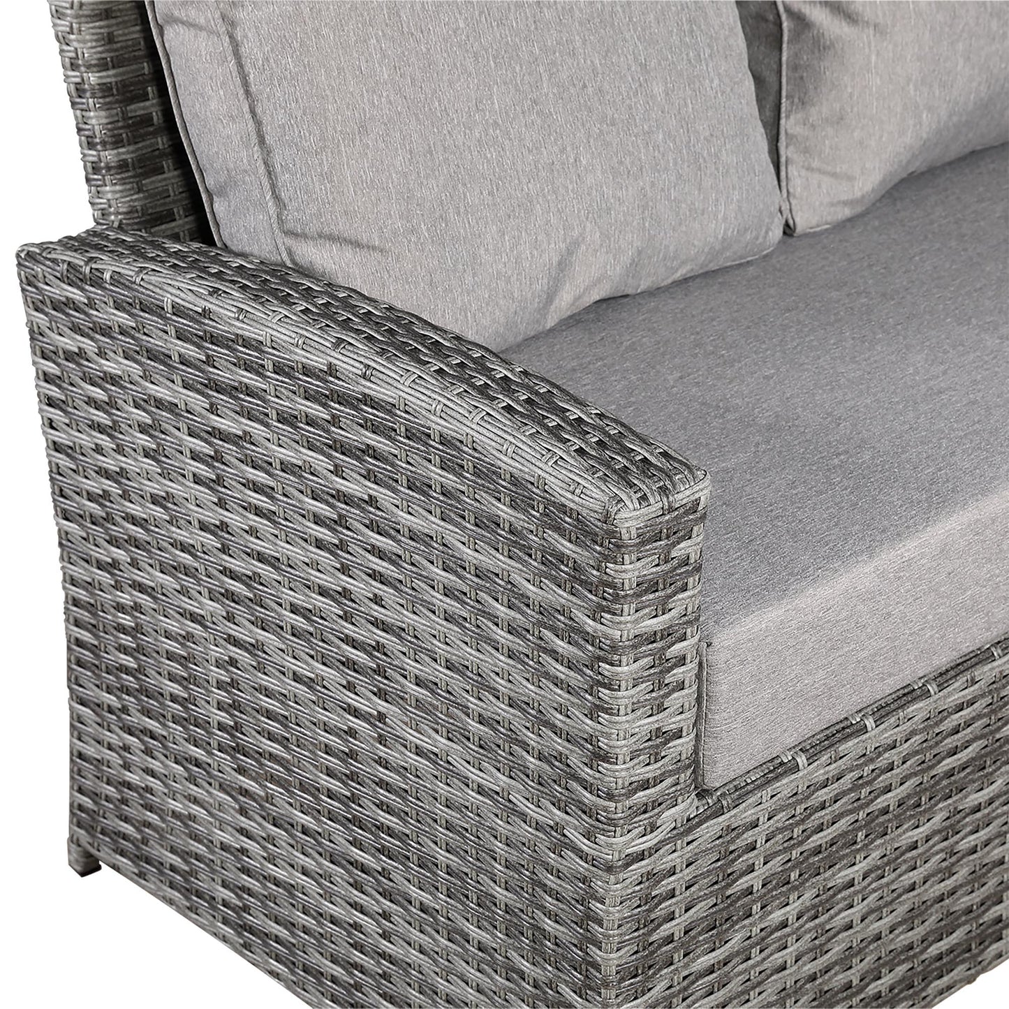 Sloane Range Left Hand Corner Sofa Set with Rising Table in Dark Grey Weave