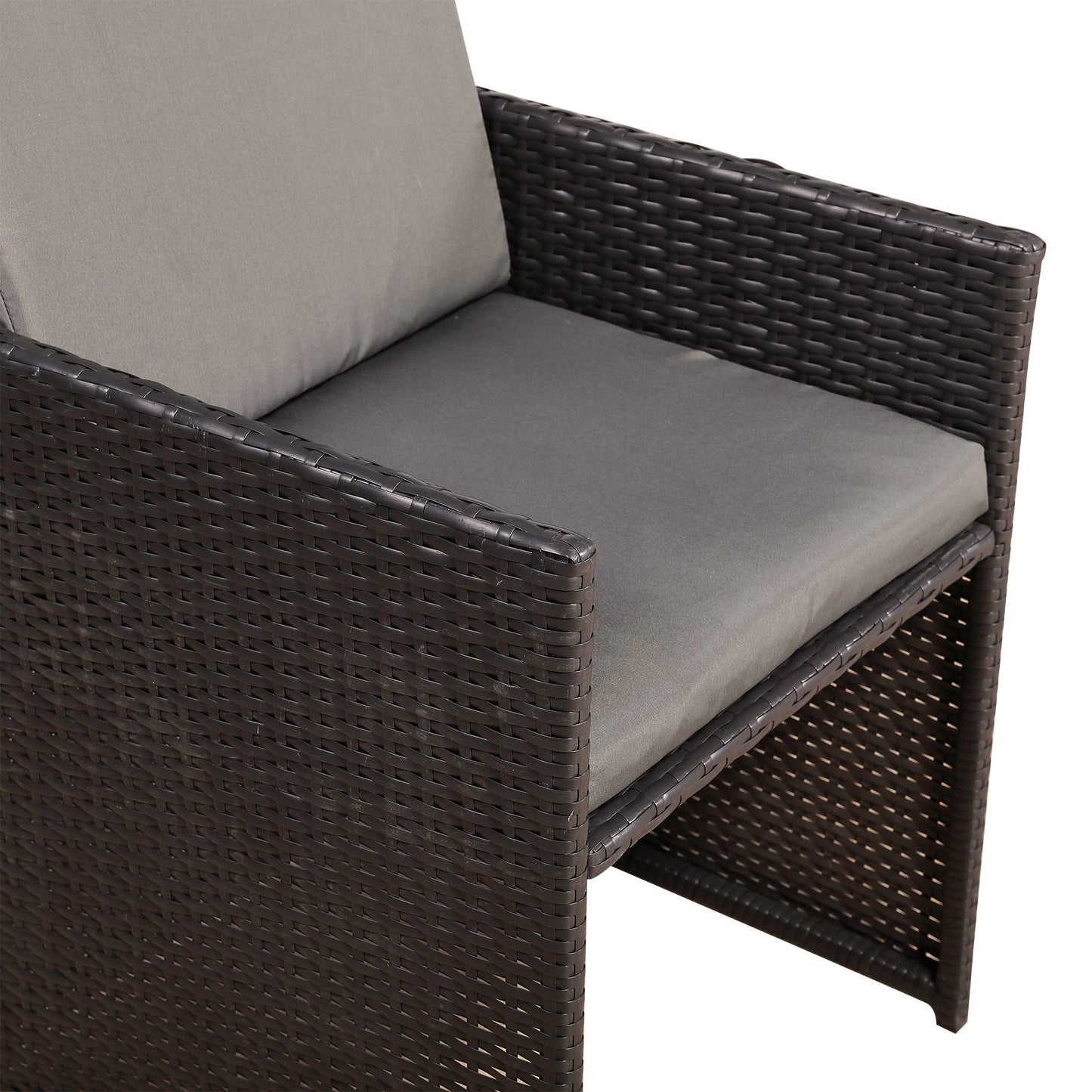 IN STOCK | Rattan Republic Luxury 3-Piece Cube Garden Bistro Set – Elegant Blackish Brown Wicker Furniture for Balcony & Patio