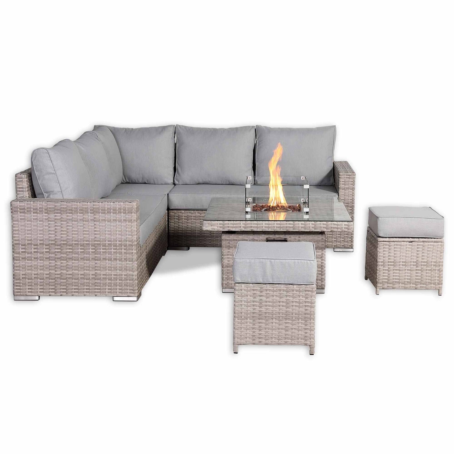 Aurora Range High Back Corner Sofa Set with Fire Pit Rising Table