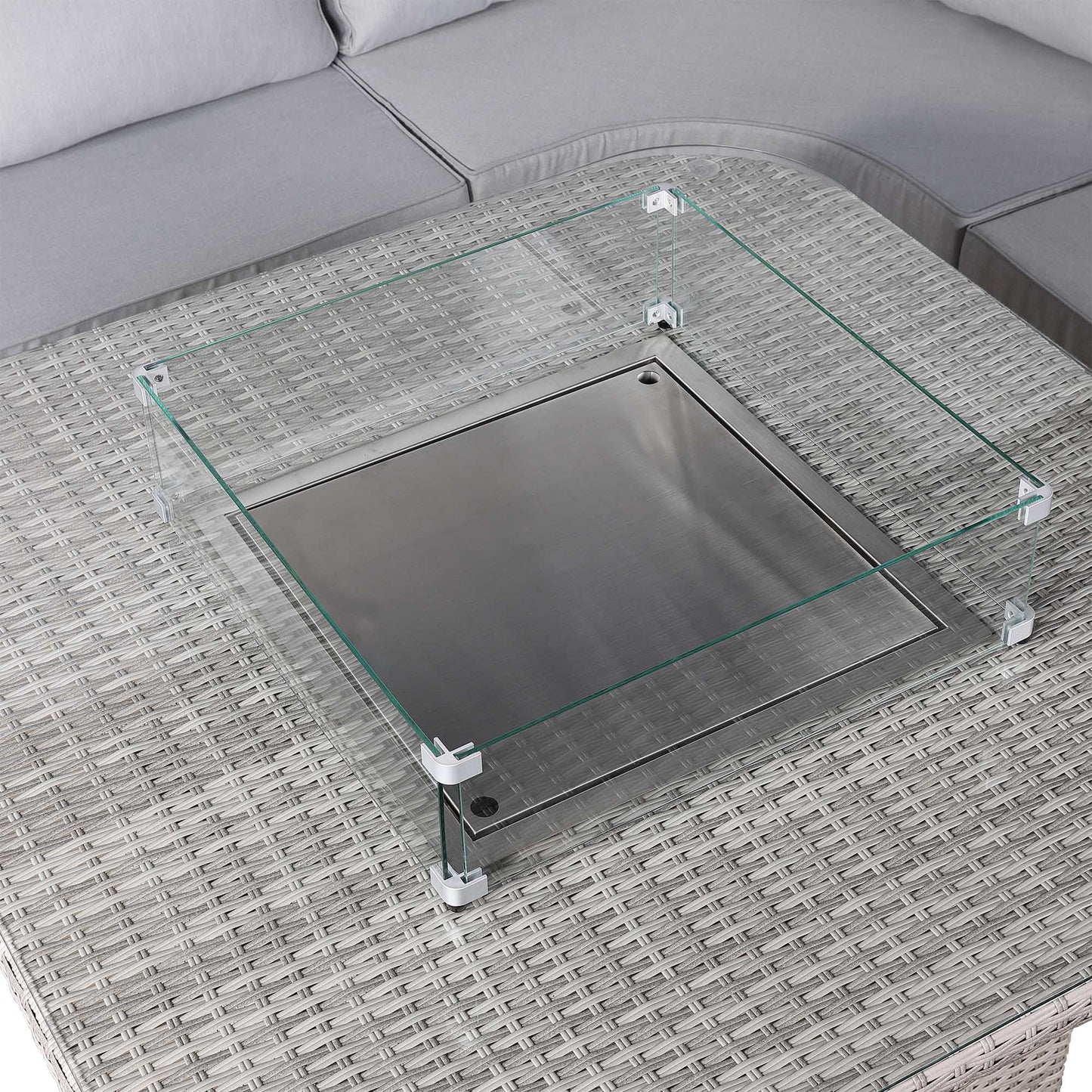 Aurora Range Large Round Corner Sofa Set with Fire Pit Rising Table