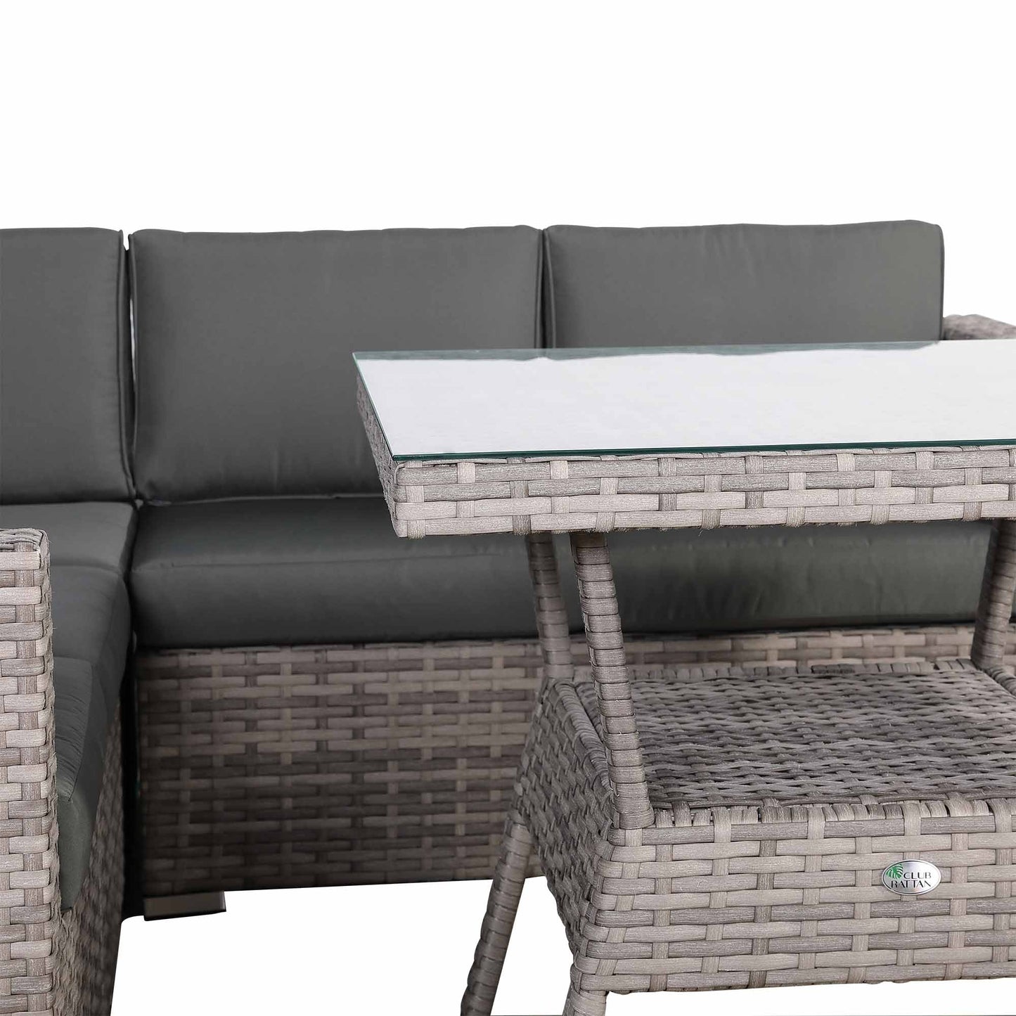 IN STOCK | Bristol 7-Seater Rattan Corner Sofa Dining Set | All-Weather Patio Sectional with Dining Table & Footstools