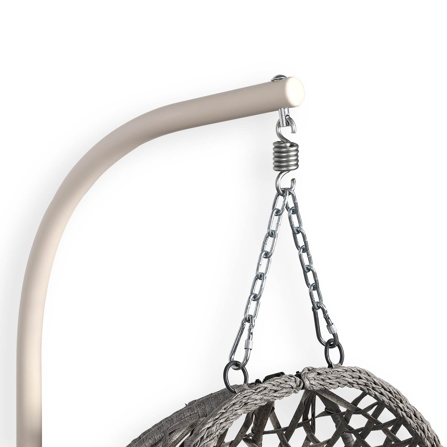 IN STOCK | Nest Hanging Egg Swing Chair with Stand, Thick Showerproof Cushions, for Living Room,Balcony or Outdoor, Grey Weave & Beige Stand(RR-EC-01)