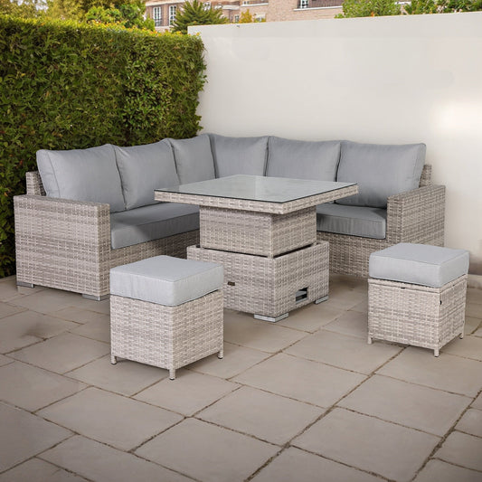 Aurora Range High Back Corner Sofa Set with Rising Table