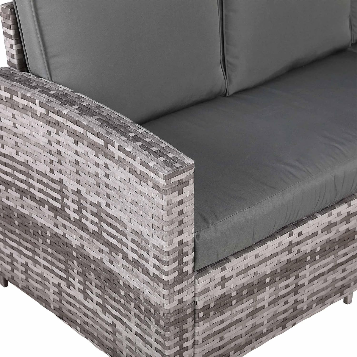 Rattan Republic High Back Left Hand Corner Sofa Set with Fire Pit Rising Table
