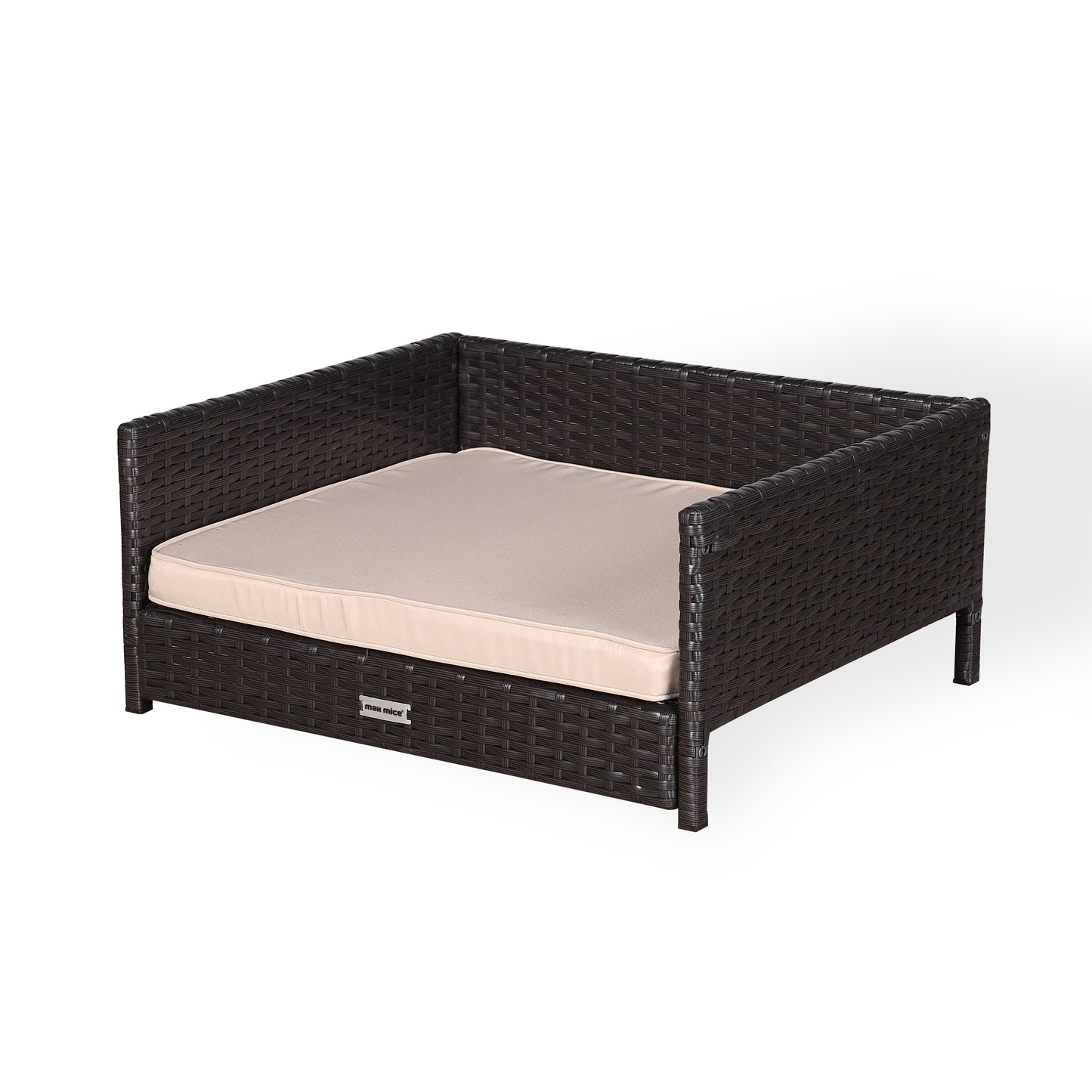 IN STOCK | Nest Range - Wicker Raised Dog House | Rattan Dog Bed for Indoor/Outdoor with Removable Roof & Cushion (Brown) - Available in S, M, L